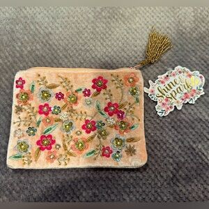 Embroidered Floral Clutch with Tassel